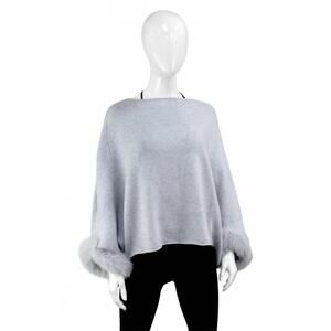 NEW MITCHIE'S MATCHINGS women's knit poncho in grey